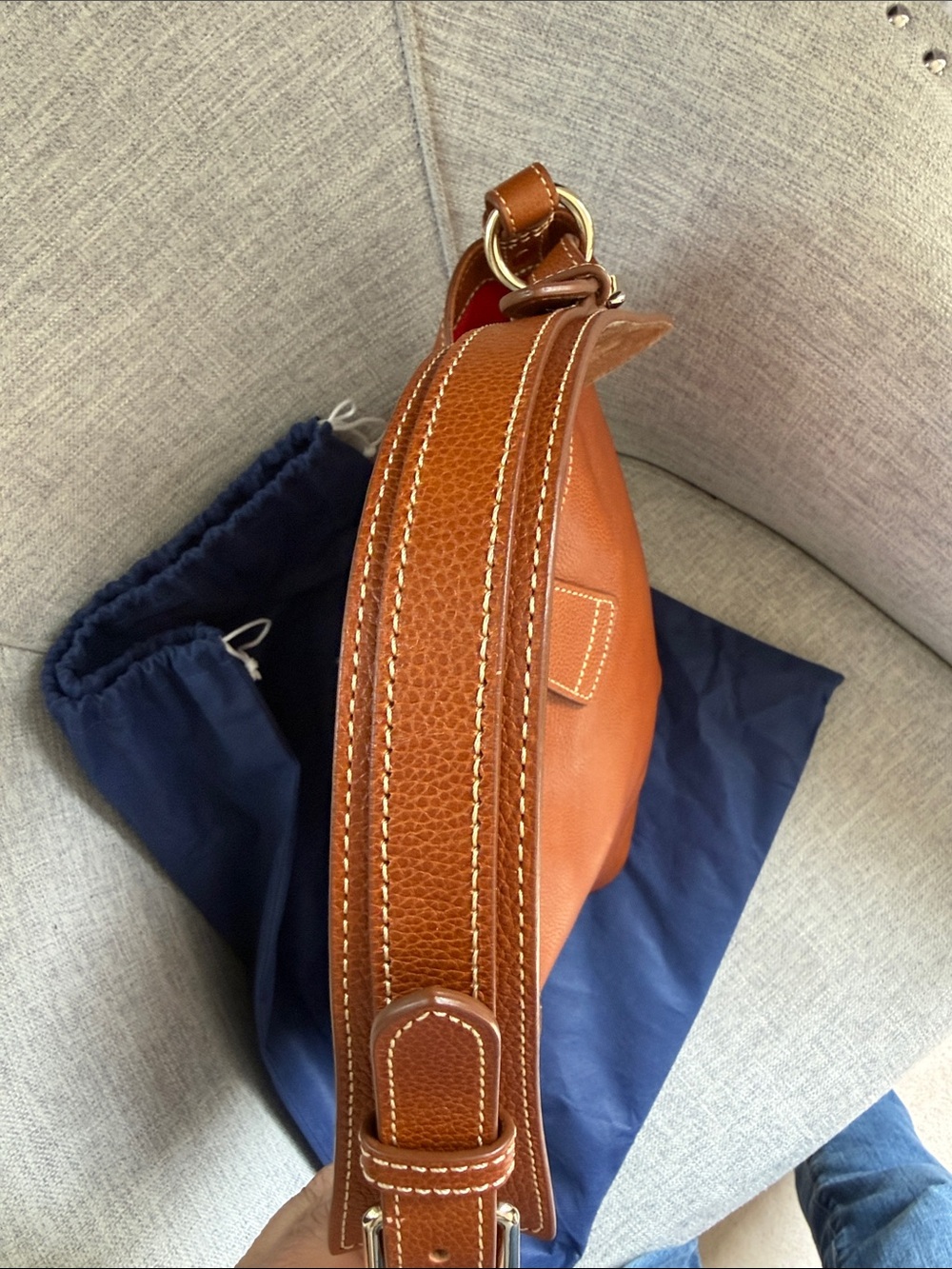 Dooney & Bourke Caramel Brown Pebbled Leather Shoulder Bucket Bag - Picture 6 of 16